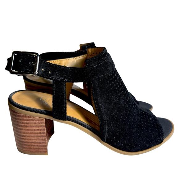 Franco Sarto Harlet2 Perforated Leather Suede Chunky Heel Sandals Shoes 7M - Picture 13 of 13